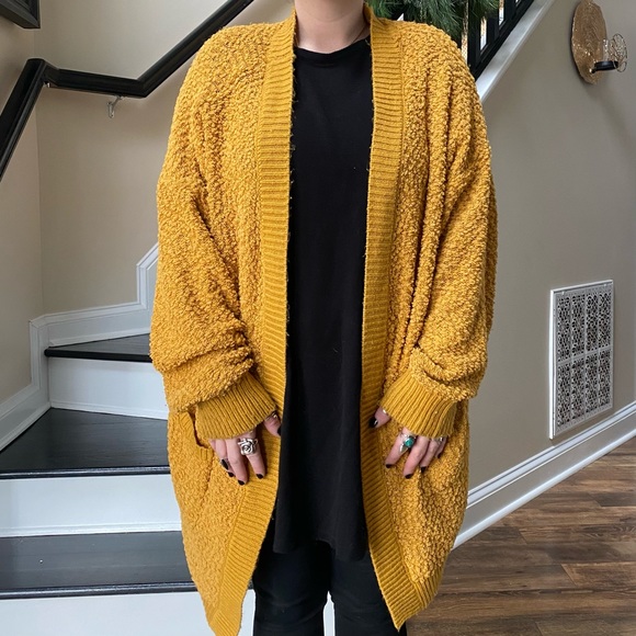 Mustard Popcorn Midi Cardigan 
